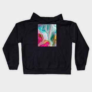 Pink And Green Marble Watercolour With Gold Effect Kids Hoodie